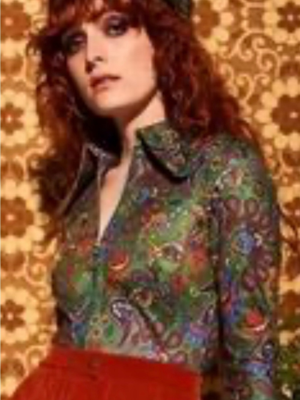 Hippie Shake Green Paisley Tie-Neck Blouse